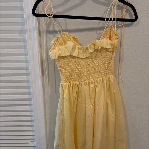 For Love & Lemons 'Bethany' Midi Dress in Light Butter Yellow - Picture 7 of 7